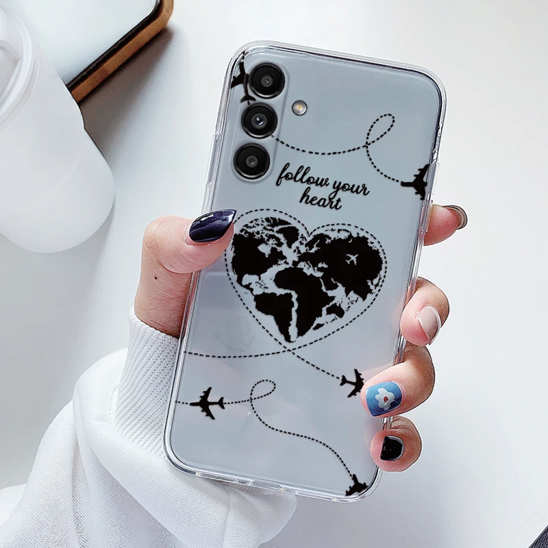 Clear Floral Cartoon Heart Shockproof Soft TPU Case - Transparent Cover