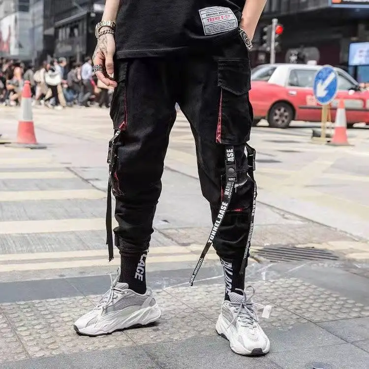 white cargo pants Men's Overalls Casual Sweatpants Hip-Hop Fashion Sweatpants Trend Bandage Overalls Four Seasons Sweatpants tactical cargo pants