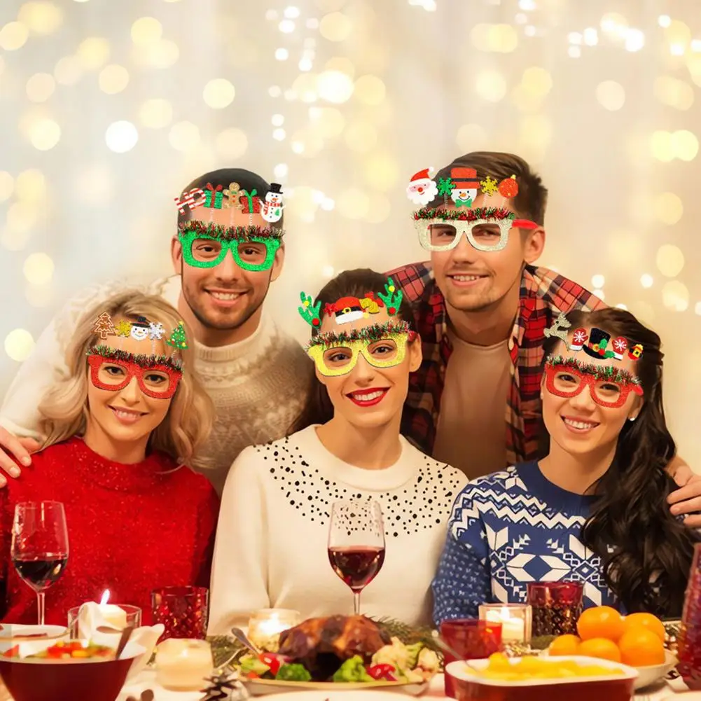 Novelty Christmas Eyewear Holiday Party Glasses Festive Christmas Glasses Set Santa Hat Snowman Tree Elk Antler for Holiday
