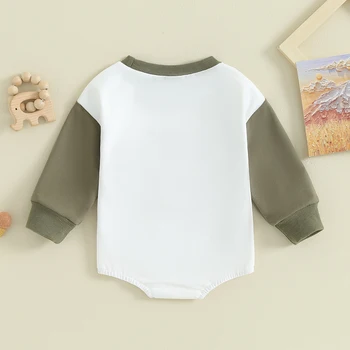 Pudcoco Newborn Baby Boy Sweatshirt Romper Letter Pattern Long Sleeve Jumpsuit for Infant Toddler Fall Outfit 0-18M 3