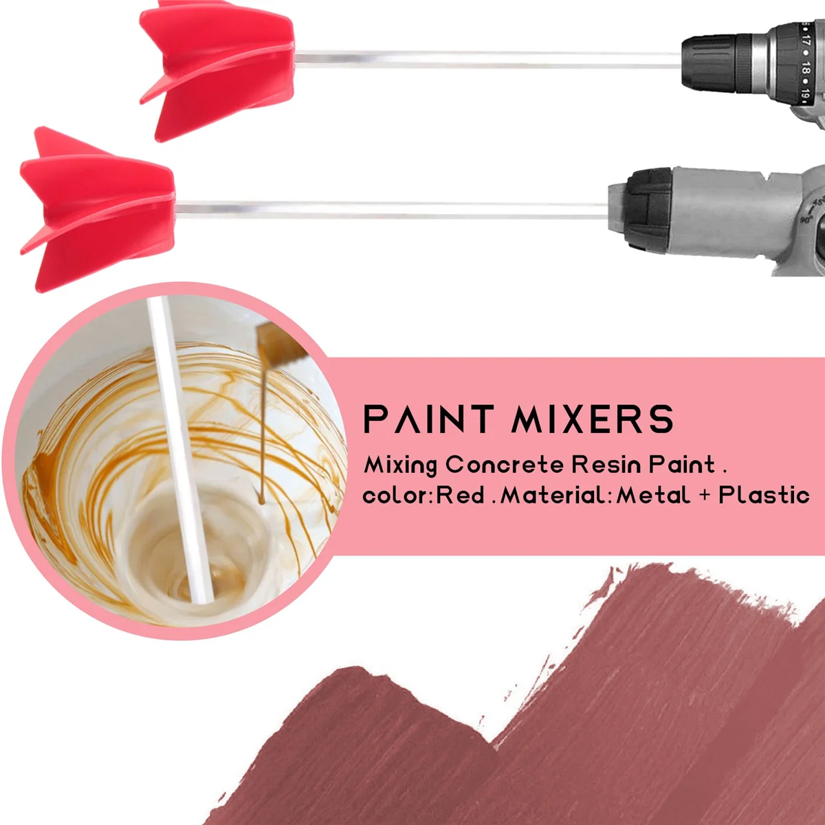 3Pcs Paint Mixer Drill Attachment, Paint Mixer for Drill,Paint Stirrer for Drill, Drill Paint Mixer for Most Drills