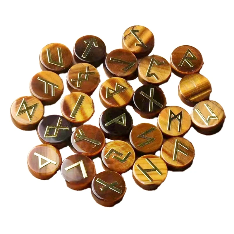 25Pcs Jadestone Runes Set,Viking Rune Symbols For Divination & Fortune-Telling,Occult Supplies For Altar