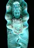 Chinese Turquoise Handmade Carved Statue Kwan-Yin Lotus Exquisite 2