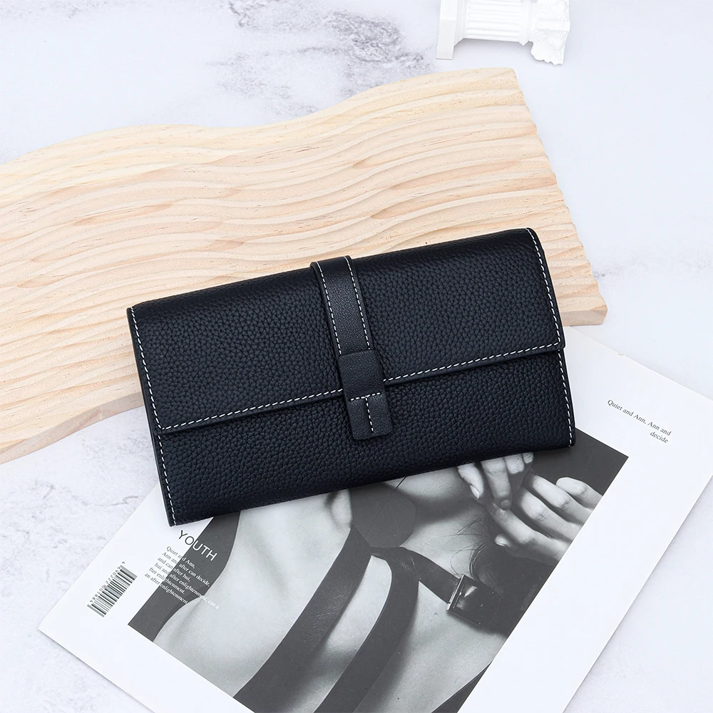 2024 New Womens Long Wallet Large Capacity Luxury Brand Design Genuine Leather Clutch Wallet Multi Card Organizer Billfold Bag