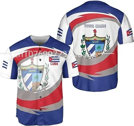 

Новинка 2024, бейсбольная рубашка с национальным флагом Кубы, бейсбольная Джерси, Повседневная Спортивная футболка с бесплатным именем на заказ для мужчин и женщин