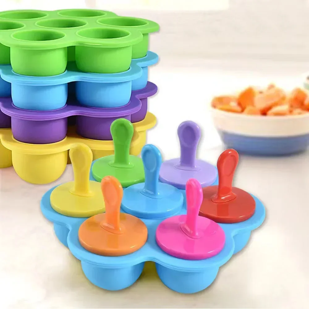 Ice Cream Ice Pops Mold Food Grade Silicone Popsicle Mould Icemaker Baby DIY Food Supplement Tools Fruit Shake Accessories
