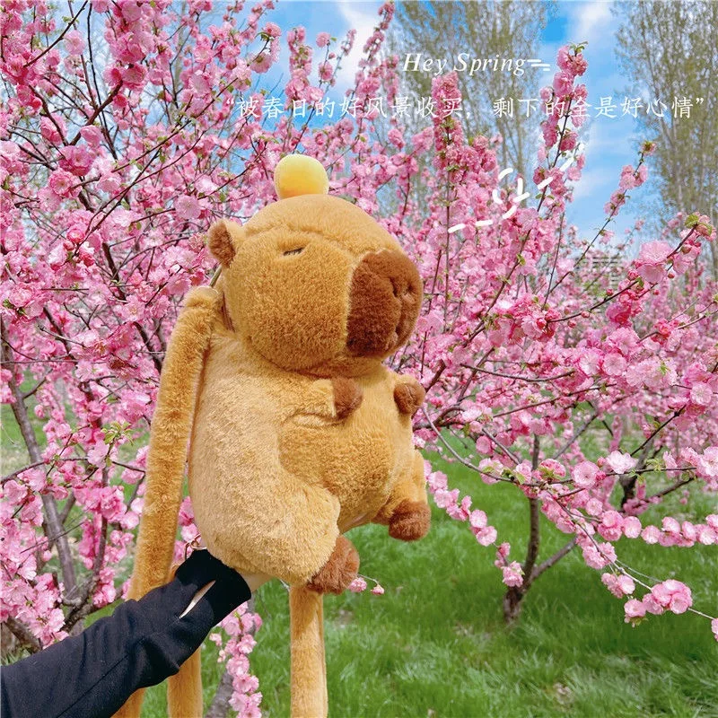 Kawaii Fashion Plushie Doll Fur Bag Capybara Plush Backpack Children's Bag Shoulder Bag Mini Knapsack Bags Gifts For Girlfriend