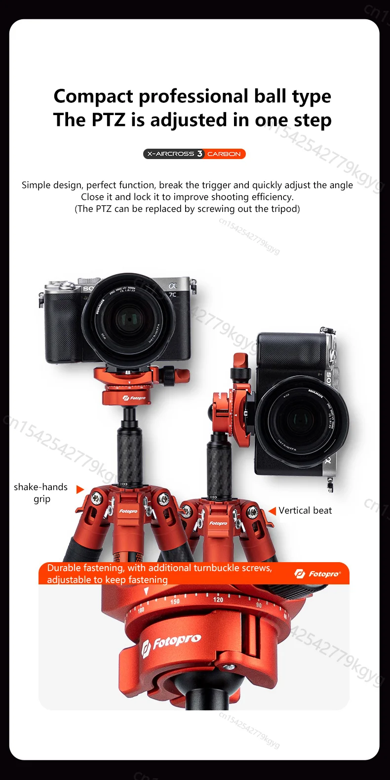 Fotopro X-Aircross 3 탄소 섬유 확장형 삼각대, 경량 여행용 볼 헤드, DSLR 카메라 슬라이더용 전문 스탠드
