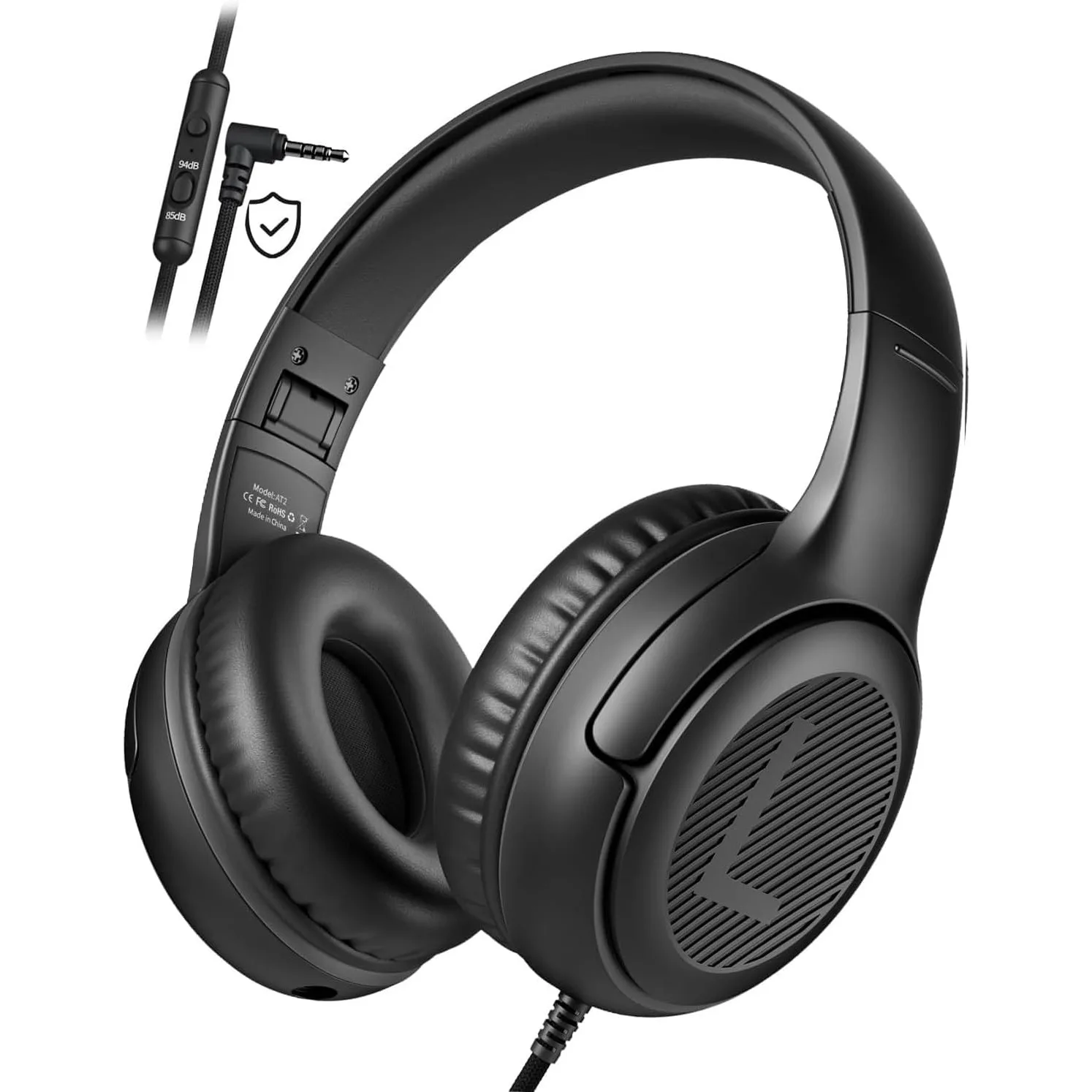 1/2/3Pcs AT2 Kids Headphones Wired Toddler Headsets with Mic Over-Ear Headphone 3.5mm Jack Foldable on-Ear Design for PC,Laptop 1