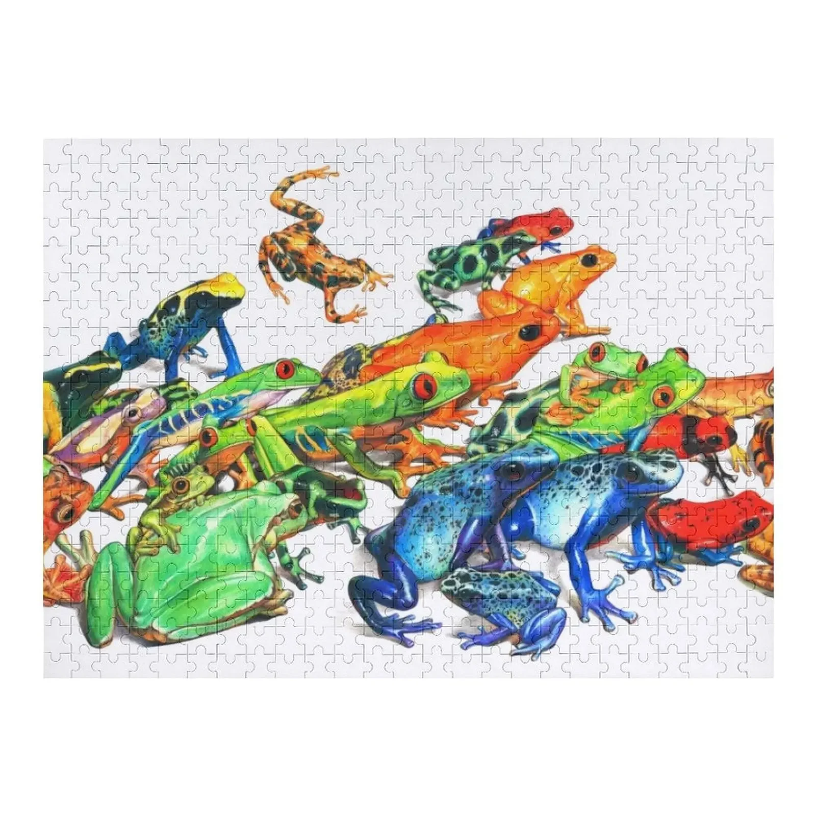 Tropical Frog Collage Jigsaw Puzzle Wooden Name Custom Personalized Personalized Custom Child Gift Personalized Name Puzzle dylan obrien abstract rectangular collage pattern jigsaw puzzle personalized custom child photo personalized gifts puzzle