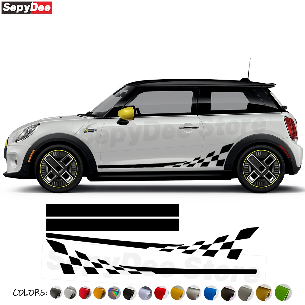 

Car Hood Bonnet Sticker Checkered Door Side Stripe Decal for MINI Cooper R50 R52 R53 R56 R57 R58 R59 R61 F55 F56 F57 Accessories