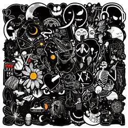 Gothic Skull Waterproof Vinyl Sticker Set - 50PCS Black & White Collection for Water Bottles and Phones (B 50pcs)