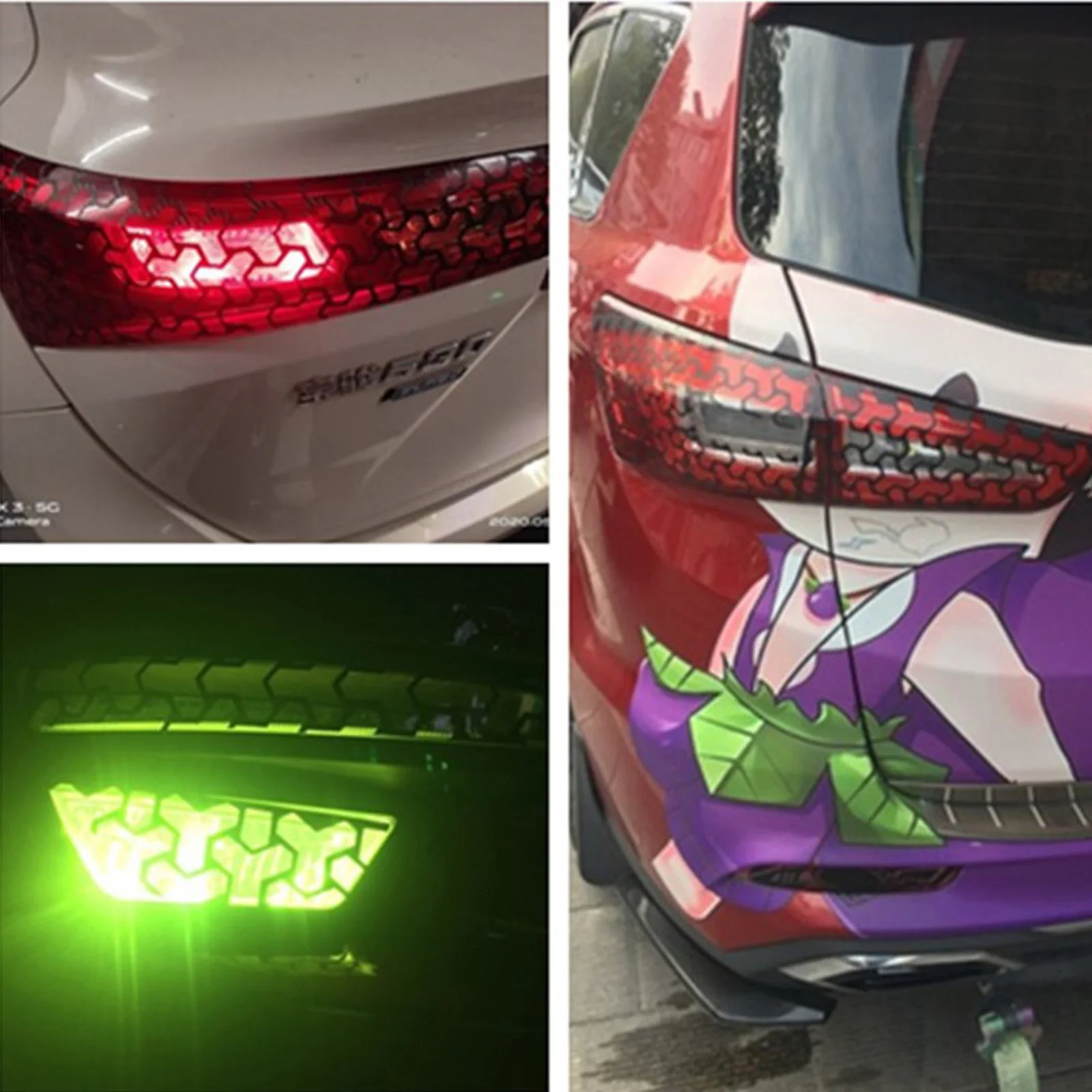 Car Rear Tail Light Lamp Stickers Honeycomb Type Auto Decal Fog Light Smoke Film Decoration Wrap Decal Car Exterior Accessories