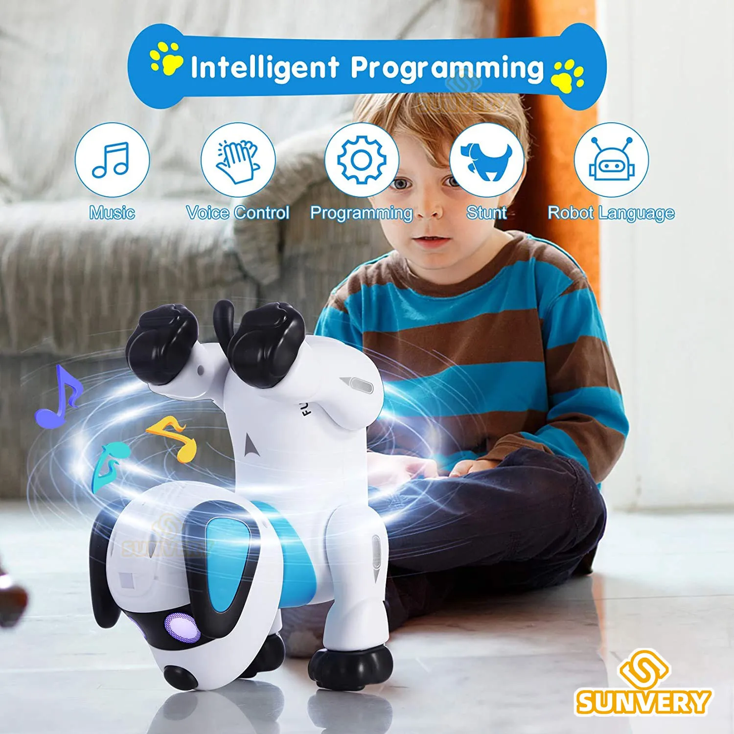 Chien robot télécommandé pour enfants, chien de compagnie RC drôle, chien  électronique, chien de cascade chantant, chien de sommeil programmable, chien  robot pour enfants - AliExpress