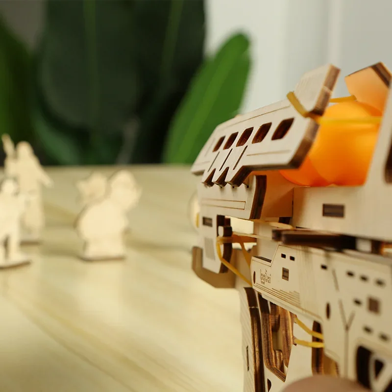 

3D Ball Guns Wooden Puzzle Toys Kids Constructions Assemble Buiding Blocks Models Jigsaw for Boys Wargame Weapons Rifle