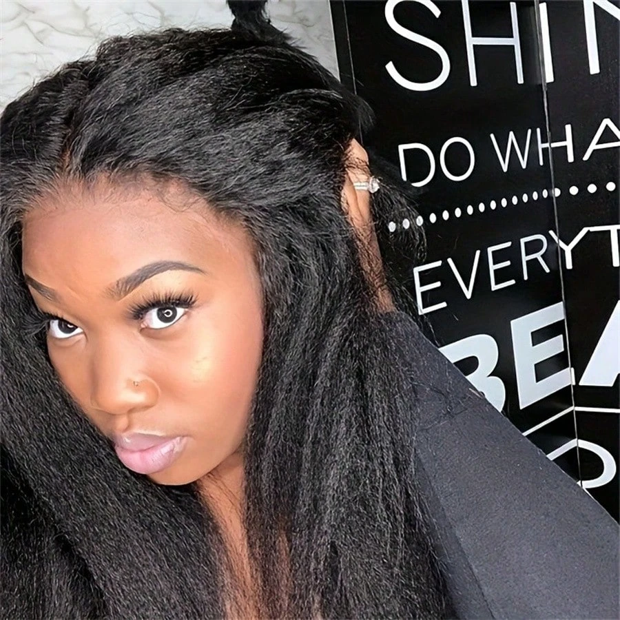 13x4 Kinky Straight HD Lace Front Human Hair Wigs kinky Straight 360 Full Lace Frontal Wigs For Women Pre Plucked 250 Density 5