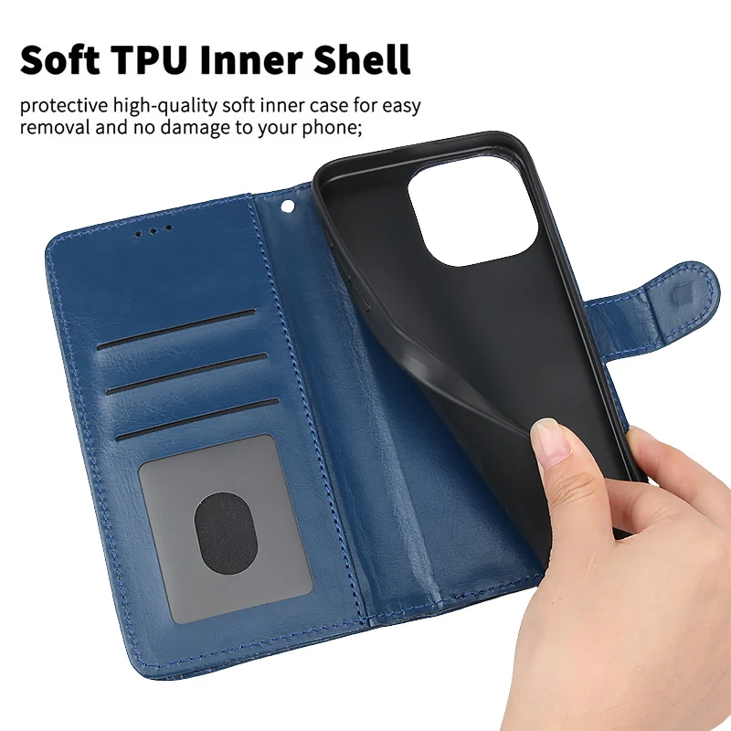 Leather Flip Wallet Case with Card Holder - Protective Cover