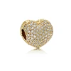 Gold Sparkling Hearts Clip Flowers Family Tree Star Love You Charm Beads Fit Original 925 Silver Bracelet DIY Women Jewelry Gift 5