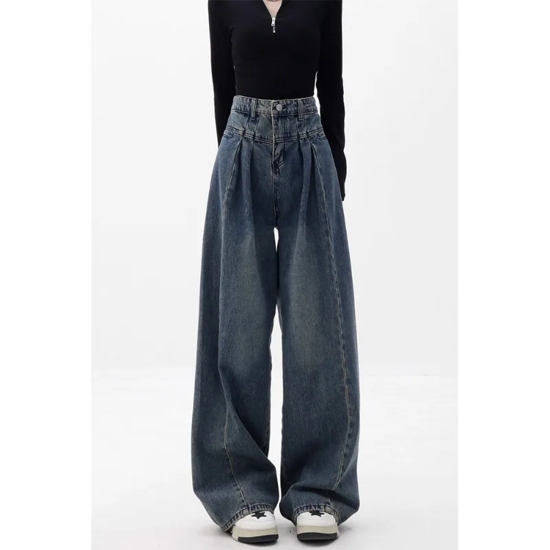 Women Streetwear Vintage Jeans Denim Pant Korean Fashion Baggy Jeans Woman High Waist  Oversize Design Female Trousers Y2k