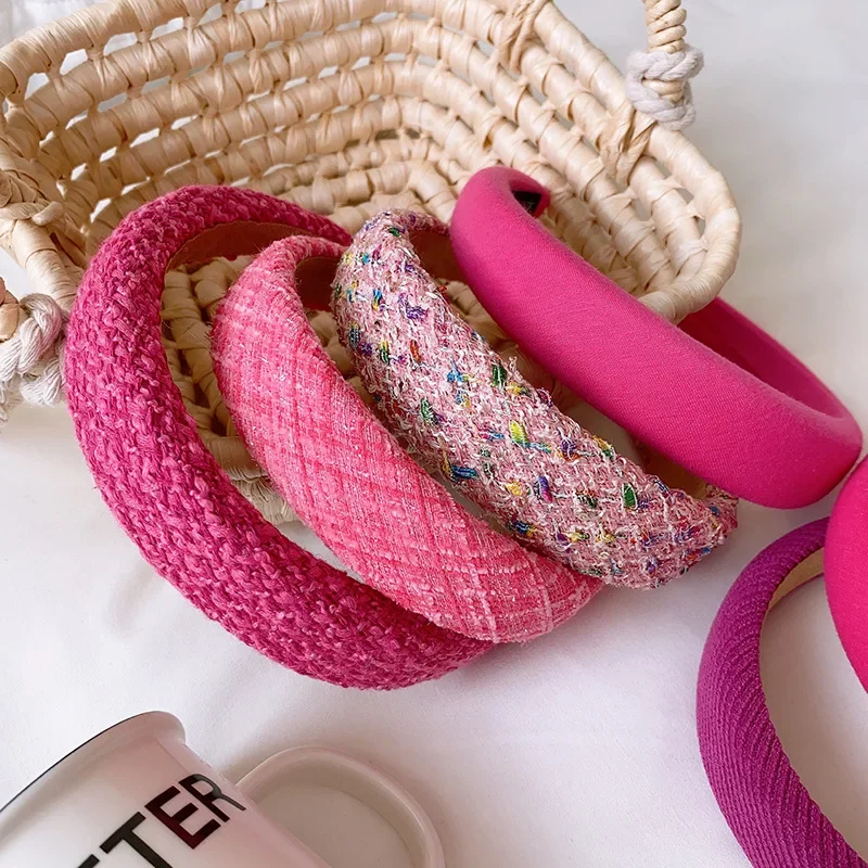 Collezione Rosa Rosa ~ Versione Coreana Spessa Di Alta Qualità Piccola Fascia Per Capelli A Testa Alta In Spugna Rossa Rosa Vento Femminile