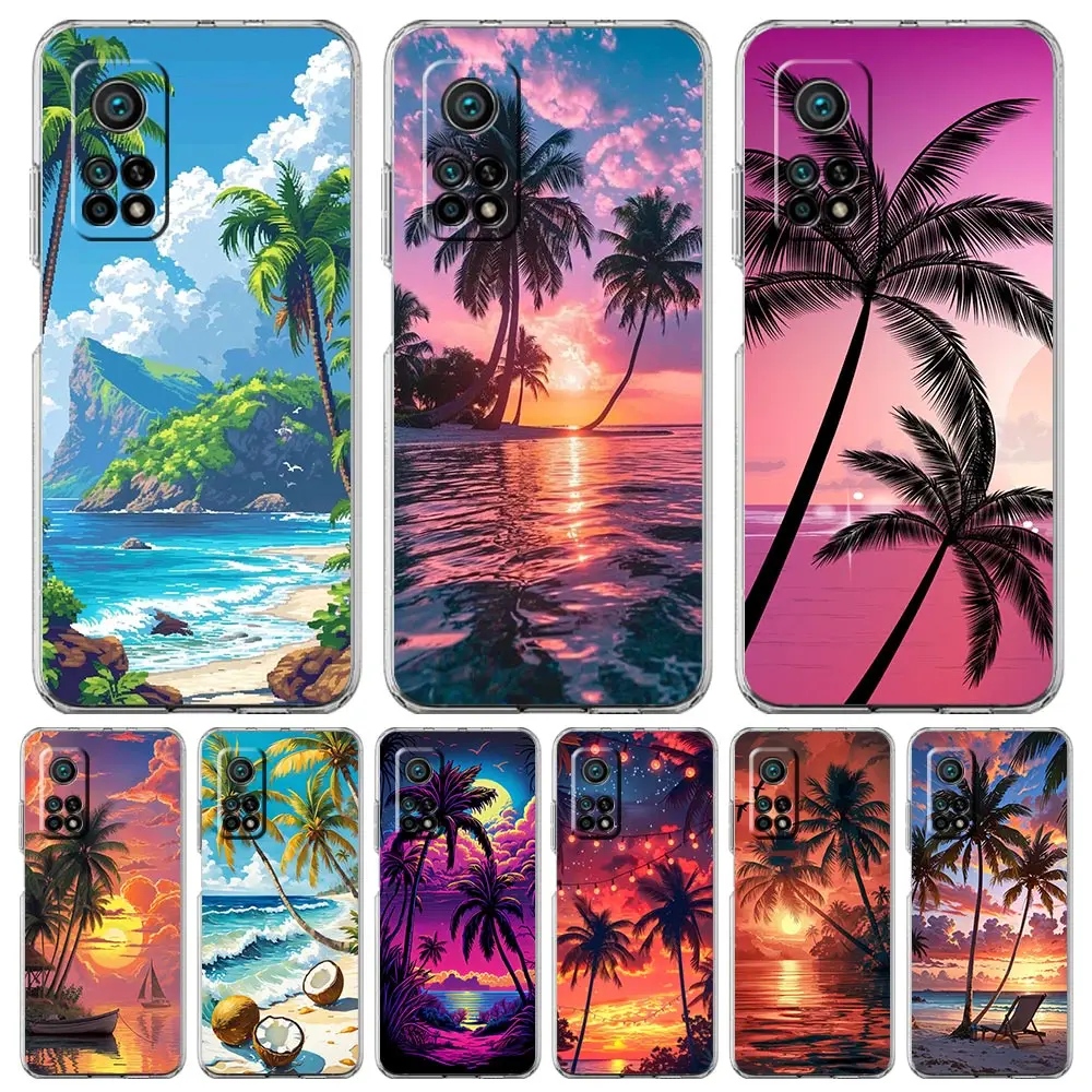 Clear TPU Phone Case with Coconut Tree Design