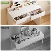 Туалетный столик Devoko с зеркалом, 3 цвета, регулируемая яркость, туалетный столик с 2 ящиками, 3 открытых крышами — изображение 4