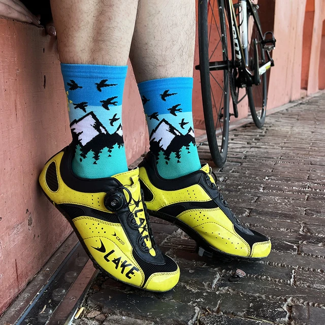 calcetines ciclismo hombre New striped polka dot cycling socks professional  sports breathable bicycle running socks