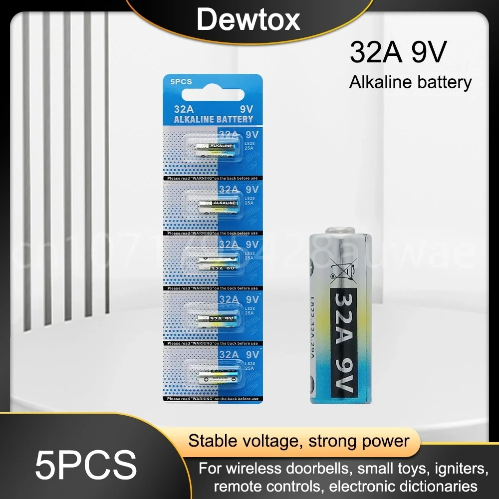 Alkaline Battery 5PCS 9V 32A Primary Dry Batteries LR32 29A L822 For Car Key Remote Control PVC Packing