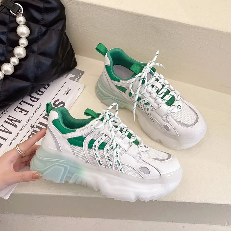 

Женские массивные кроссовки, сетчатая повседневная спортивная обувь на толстой вулканизированной подошве, на платформе, весна-лето