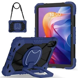 Kids Armor Shockproof Tablet Case with Wristband Cover - Poco M1 12.1 2025 (Navy blue and black)