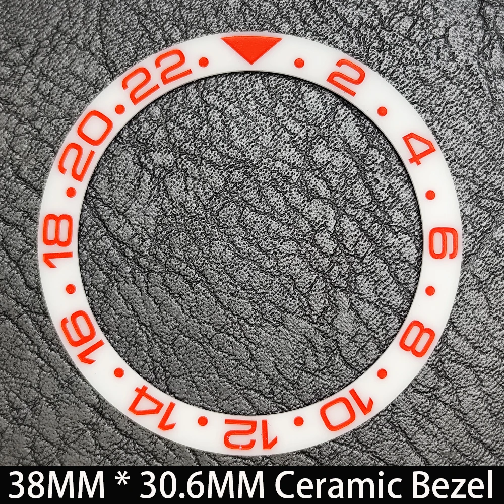 Elegant Blue Luminous Bezel GMT and Diving Watch Insert, Sloping 38mm x 30.6mm Ceramic/Aluminum