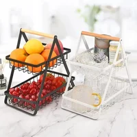 Metal Fruit Basket Fold Household Removable Fruit Baskets Large Capacity Simplicity Beautiful Antirust Kitchen Vegetable Basket 2