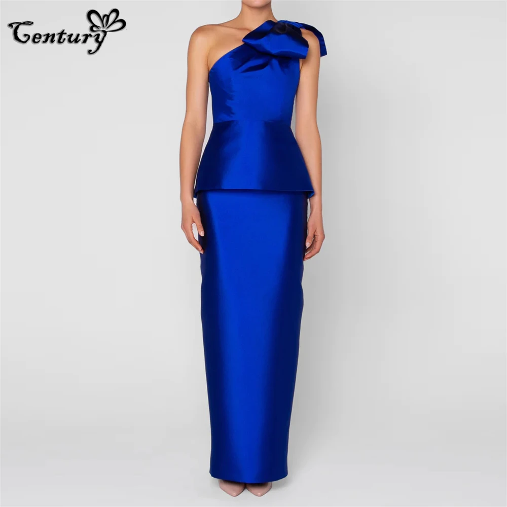 

Royal Blue Prom Dress for Women 2023 One Shoulder Big Bow Slit Long Evening Party Gowns Robe De Soiree Vestido Largo