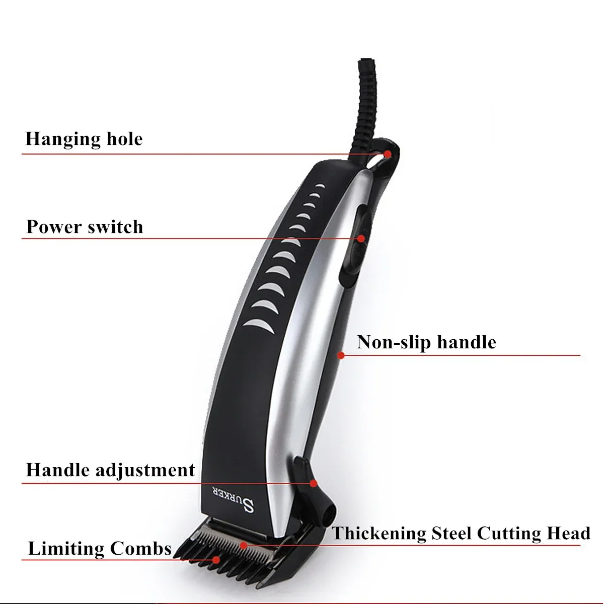 220V Professional Electric Hair Trimmer Hair Clippers Cutting for Kids Man Adult Anti Slip Set Scissor EU Plug 4
