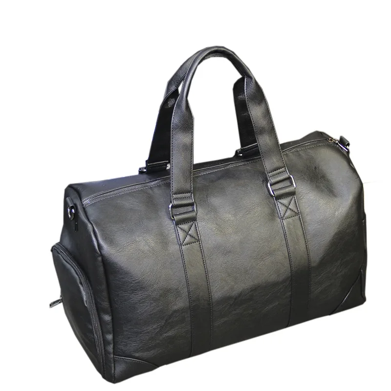 Large Capacity Men's Travel Bag Fashion Leather Duffel Bag Dry Wet Separation Gym Fitness Bag Business Male Shoulder Bag