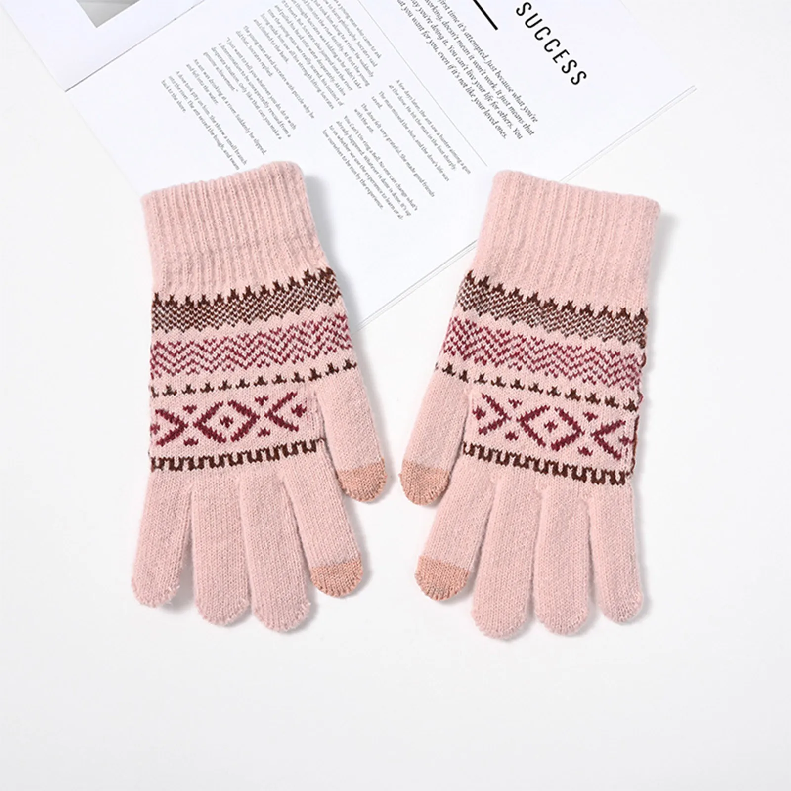 Ethnic Style Printed Warm Thick Gloves Winter Cycling Windproof