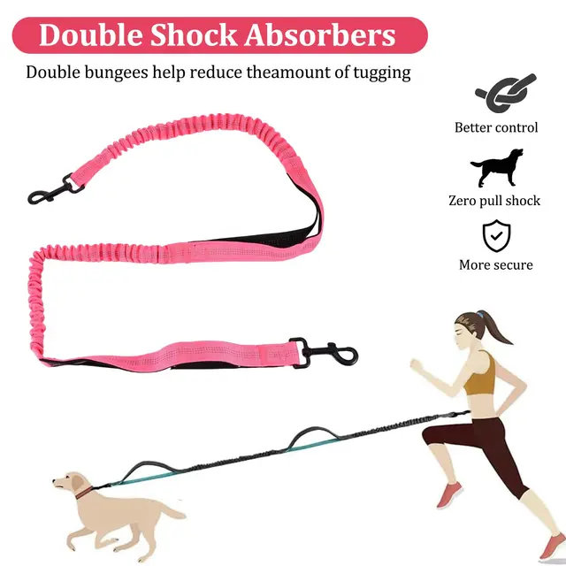 Reflective Dog Running Lead,Hands Free Dog Leash With Removable Waist Bag And Double Handle Leash,Suitable For All Dogs Breeds 2