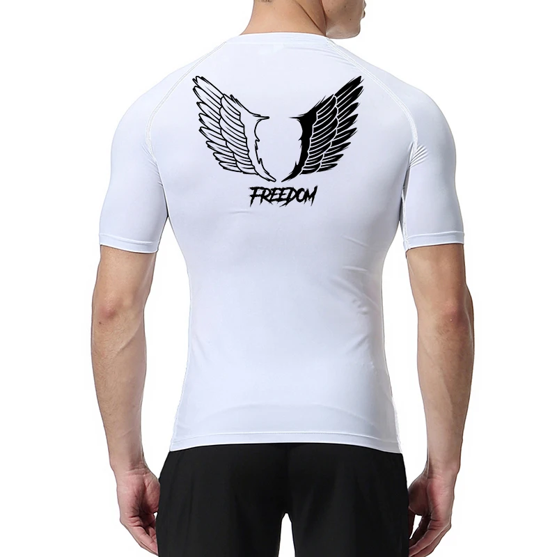 قميص ضغط مطبوع على أجنحة الملاك للرجال ، تي شيرت ر...