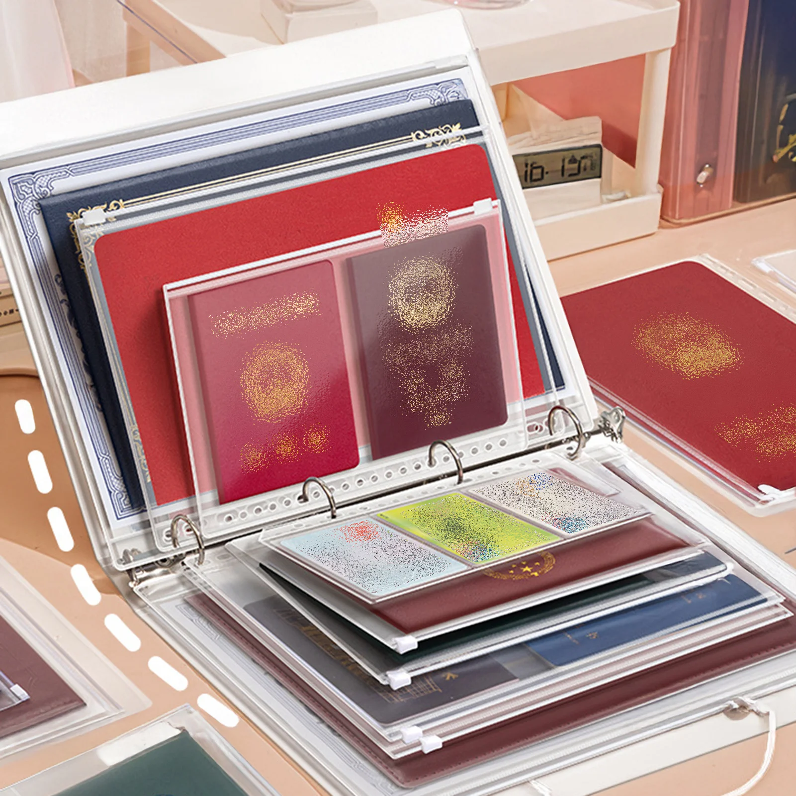 Family Document Organizer PP A4 B5 Sheet Protector File Folder with Clear Pocket for Certificates Contracts and House Deeds - 6