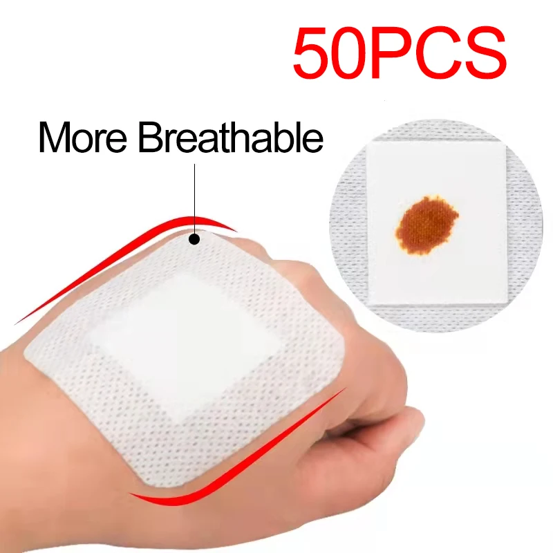 50pcsBandAidWaterproofBreathablePadAdhesiveTapeWoundHemostatic