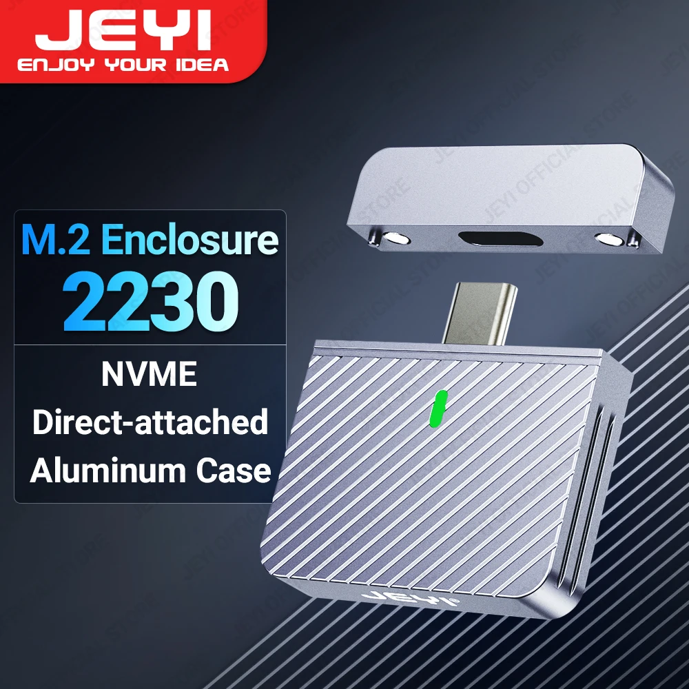 Jeyi-nvme Direct-attach Ssd Enclosure In-line de Alumínio Solid State Drive Magnet Protective Case Usb 3.2 10gbps 2230 M.2