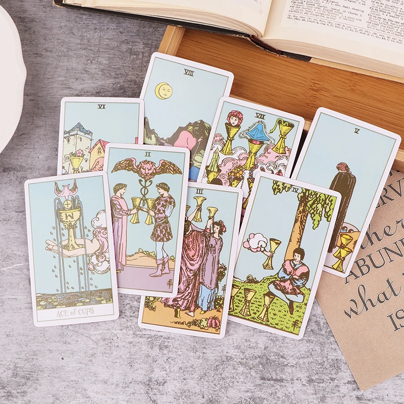Pink Border Tarot Card Deck With Guidebook 78Pcs English Version Family Gathering Divination Deck Board Game Cards Desktop Toy