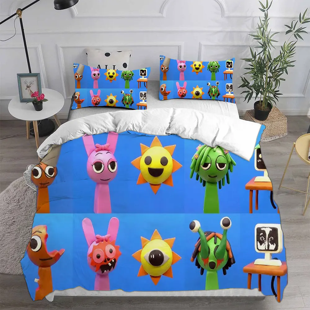 New 3d Print Game Sprunki Bedding Sets Bed Cover Comforter Duvet Cover Pillow Case 2-3 Pieces Sets Kids Adult Bedroom Decoration 2