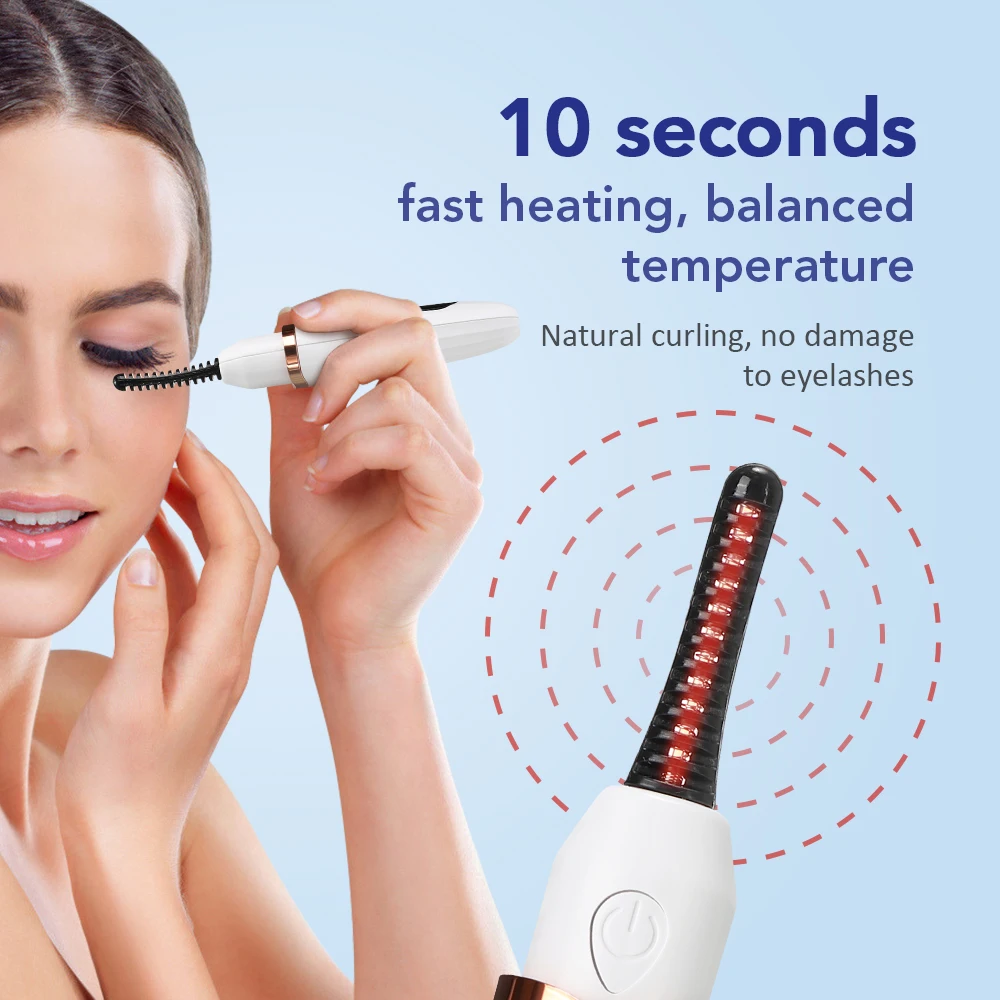 Eyelash Curler Heated Eyelash Curlers Electric Eyelash Curling Device Rechargeable Fast Heat up Natural Curler Long Lasting Makeup Tool