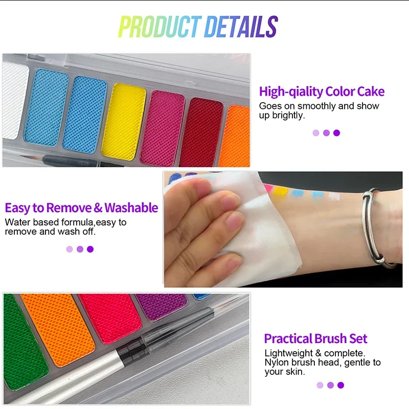 10 Colors Luminous Pigments, Luminous Neon Makeup Facial Painting,Suitable for Children and Adults for Halloween and Party 6