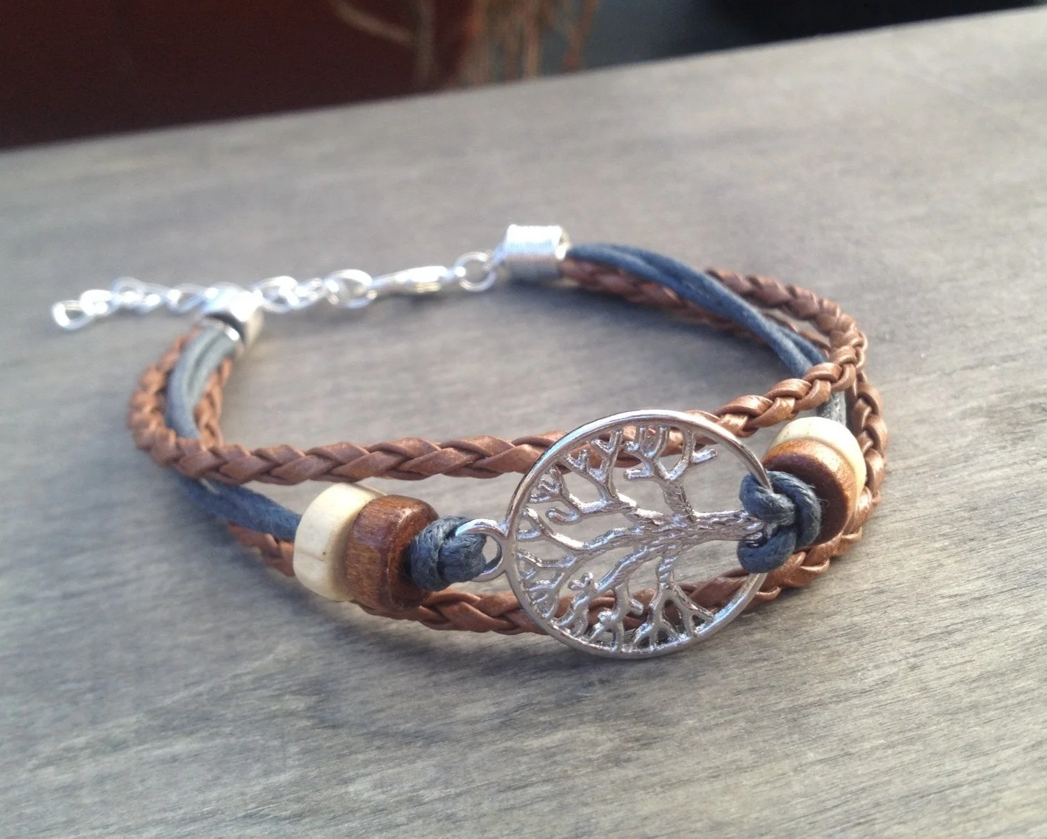 Multilayered rope wrapped Tree of Life Bohemian Bracelet rope bracelet