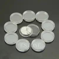 G32F Hot 10pcs 20mm Clear Round Cases Coin Storage Capsules Holder Round Plastic 1