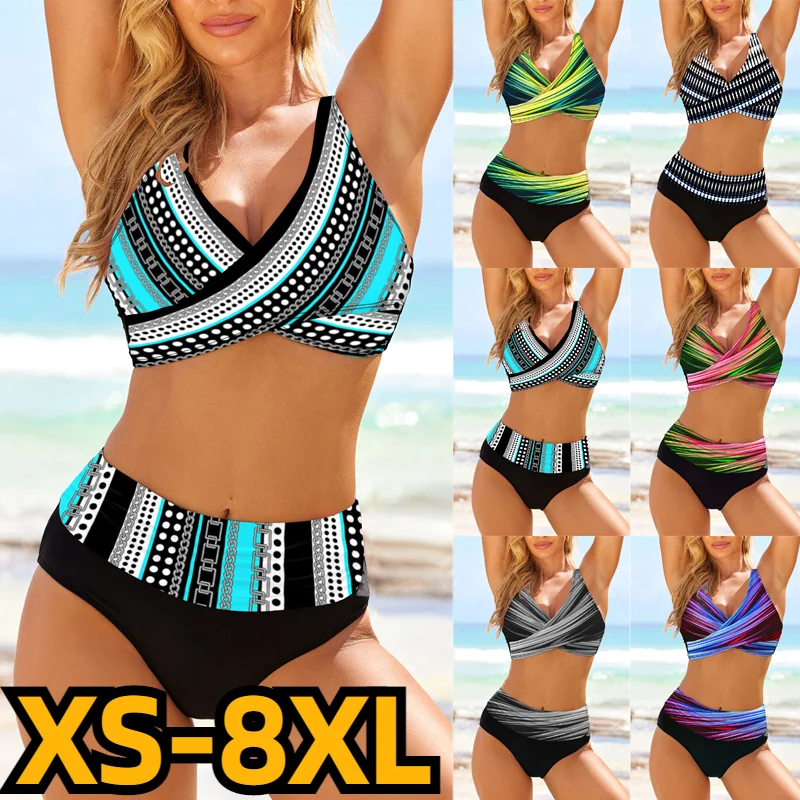 

2023 Female Summer Swimsuit Women Sexy Bikini Two Piece Bikini Set Beachwear Swim Suit Printing Swimwear Bathing Suit XS-8XL