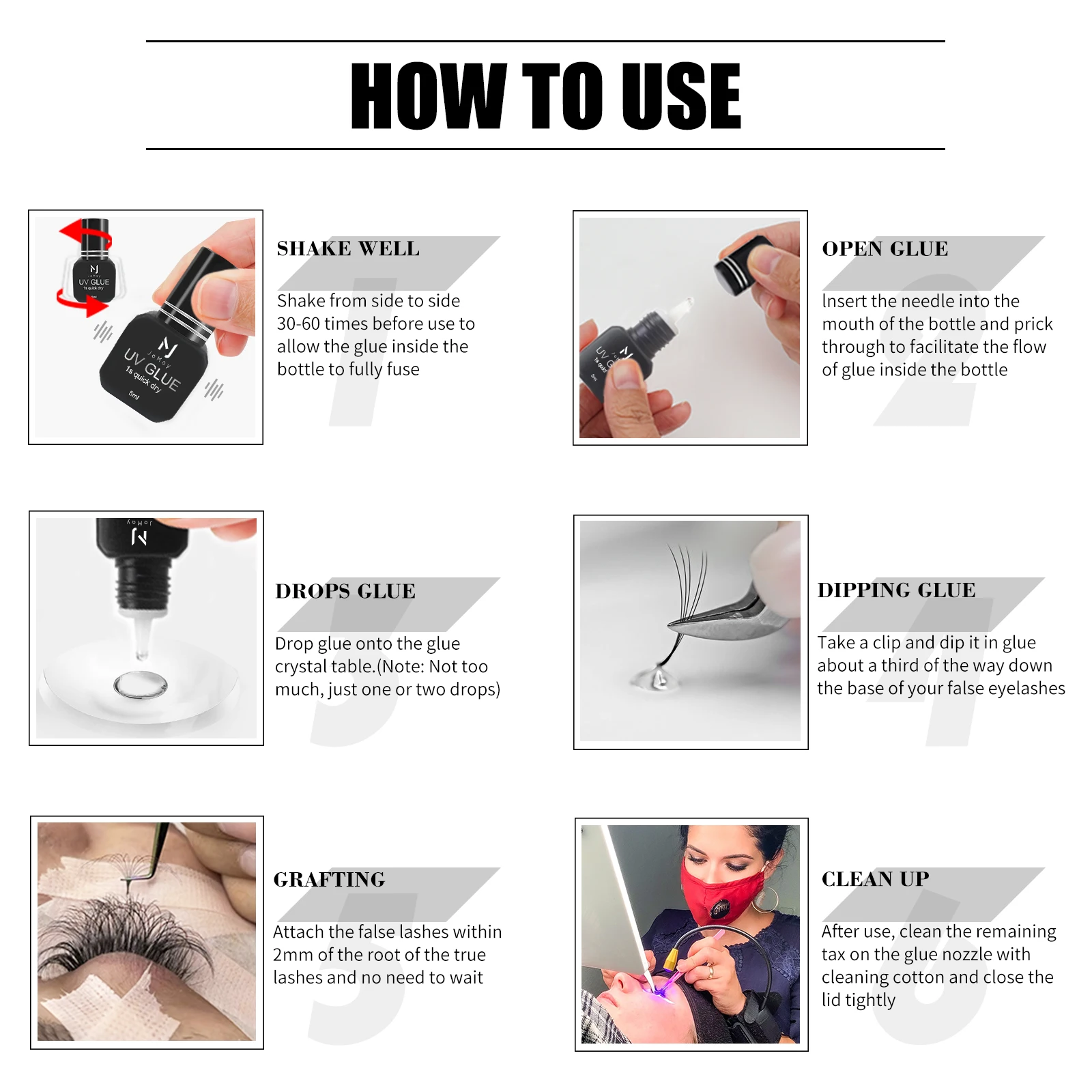 UV Eyelash Glue Makeup Tools Water Proof Quick Dry in 1 Second Eyelash Extension Supplies Colorless Tasteless Eyelash Glue 5