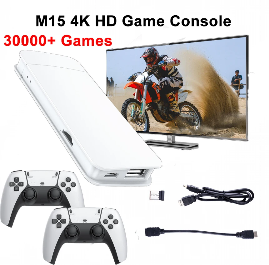 

New M15 Retro Game 2.4g Dual Wireless Controllers HD Output Retro Video Game Console 128G 30000 Game Installed Kids Gifts